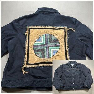 Chico’s Platinum CUSTOMIZED Beaded Back Denim Trucker Jacket - Womens XL/16